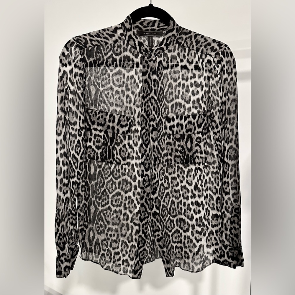Black leopard print blouse, BCBG Maxazria